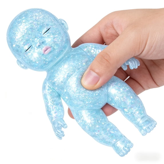 Squish Babies Glitter, Slow Rising Squish Toys, Soft Squeeze Stress Relief Fidget Toy Kawaii Sensory Toys for Adults Cute Squishies for Party Favors Easter Basket Stuffers