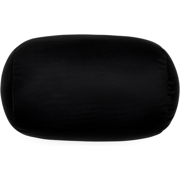Squish Bean Bed Microbead Pillow Bolster Tube Body Pillow Smooth Cool Touch Fabric Neck & Back Support Throw Travel Pillow Fun Colors (Black)