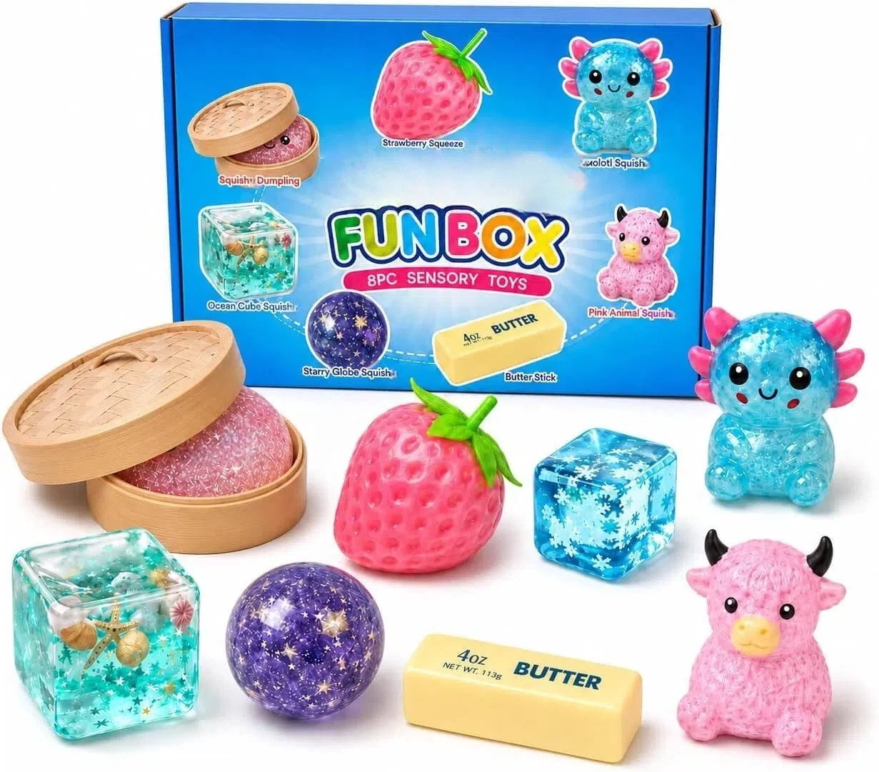 8 PCS Squish Fun Box Toys Set, Slow-Rising Stress Relief Fidget Toys, Sensory Squishies Bundle with 8 Unique Style, Creative Blind Box Party Gift for Kidult Women Men - Walmart.com
