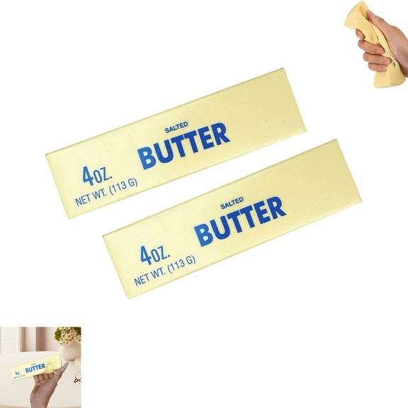 Squish Toys, Slow Rebound Cute Butter Squeeze Stress Balls, 5.7x1.6 inch Stress Relief Sensory Toys for Adults Kids Gifts 2pcs YELLOW