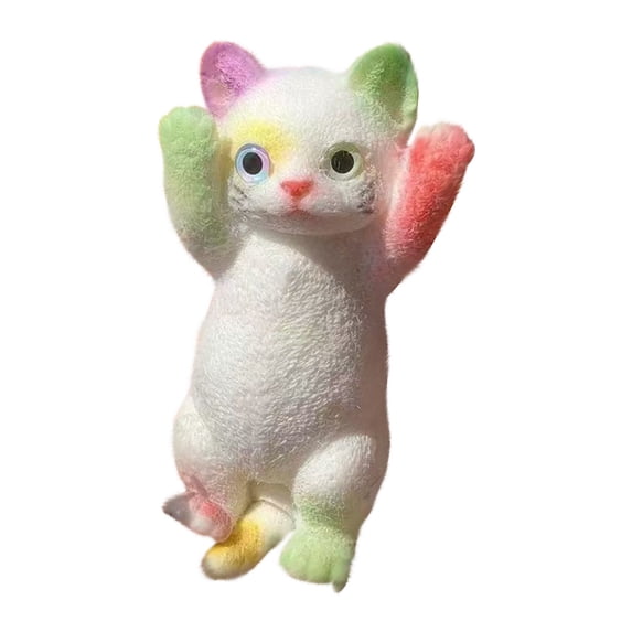 Squishies Cat Party Favors for Adults, Cute Cat-Themed Fidget Toy for Adults, Cute Cat Doll, Fun Party Small Gifts, Plush Cat Kneading Simulation Hand Up Cat Figurine Squeeze Toy, F