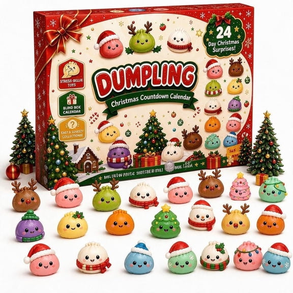 Squishies Christmas Dumpling Advent Calendar 2026, 24 Pieces Mini Dumplings Christmas Squishies Advent Calendar ,Sensory Stress Relief Toy, Ideal Adults Christmas Party Favor Gift