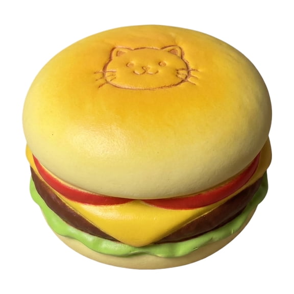 Squishies Hamburger Toy, Stress Relief Slow Rising Fidget Adult Realistic Food Replica Handmade Soft Silicone Squeeze Toy Gift