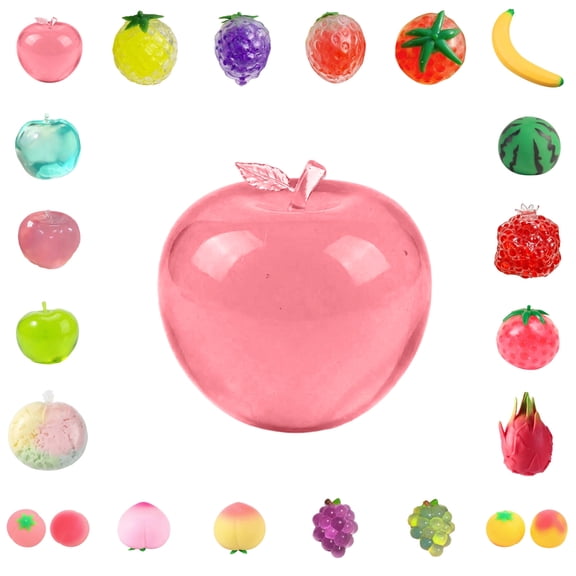 Squishies Pink Apple Toy, Pink Apple Squishy Fidget Toys, Fruit Stress Relief Toy for Adults, Super Soft Sensory Stress Ball Squeeze Toys for Everyone Anxiety Relief