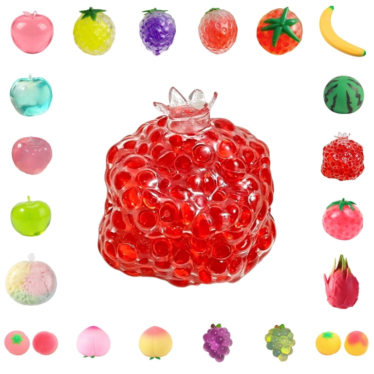 Jouet Anti-Stress Pomme Transparente 6 cm - Squishy Gel Fruité, Écrasable et Satisfaisant, Soulage l'Anxiété et Le Stress, Idéal Cadeau pour Enfants et Adultes (Bleu
