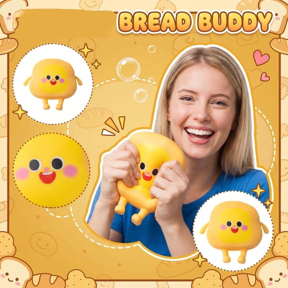 Squishies Slow Rising, Relaxation Toys, Soft Squish Ball, Shaped Face, 5X4 In, Yellow, 1 Pc, Daily Calm, Sensory Squeeze