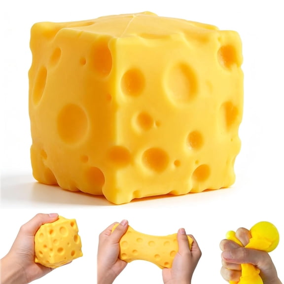 Squishies Squeeze Cheese Block, 1.6 Inch Funny Stress Ball, Yellow Cheese Squeeze Sensory Toy Help for Relax, Focus