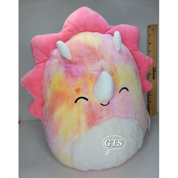 Squishmallows 12" Trinity Triceratops Soft Textured Tie Dye Dinosaur Plush