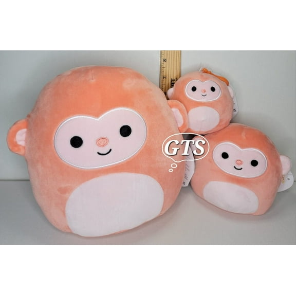 Squishmallow Elton Orange Monkey 3PC Zoo Bundle Plush, 3.5", 5", 8"