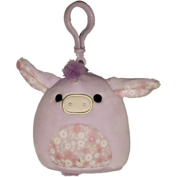 Squishmallow 3.5" Delzi Donkey Purple Flower Belly 2023 Easter Clip Plush