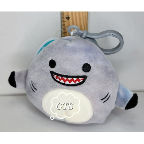 Squishmallow 3.5" Gordon Shark Soft Gray Swirl BIG Smile Sea Clip Plush