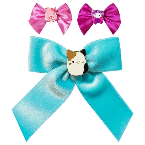 Squishmallow 3 Pack Clip Bows, 1 Large Bow and 2 Small Bows, All Ages