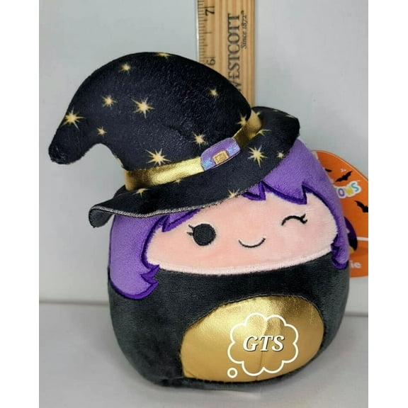 Squishmallow 5" Voodie Witch Black Purple Gold Star Hat Halloween Plush