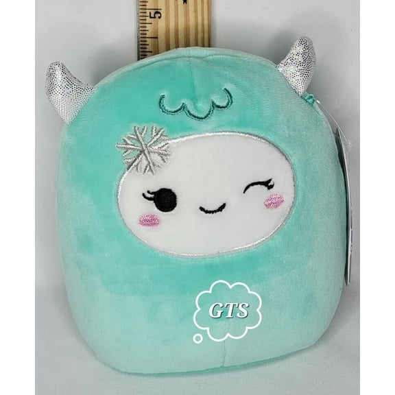 Squishmallow 5" Yollie Yeti RARE HTF Teal Sparkle Horn Hard To Find Plush