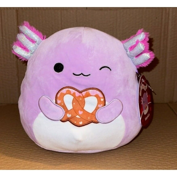 Squishmallow 8" Monica The Axolotl Pretzel VALENTINES DAY PLUSH