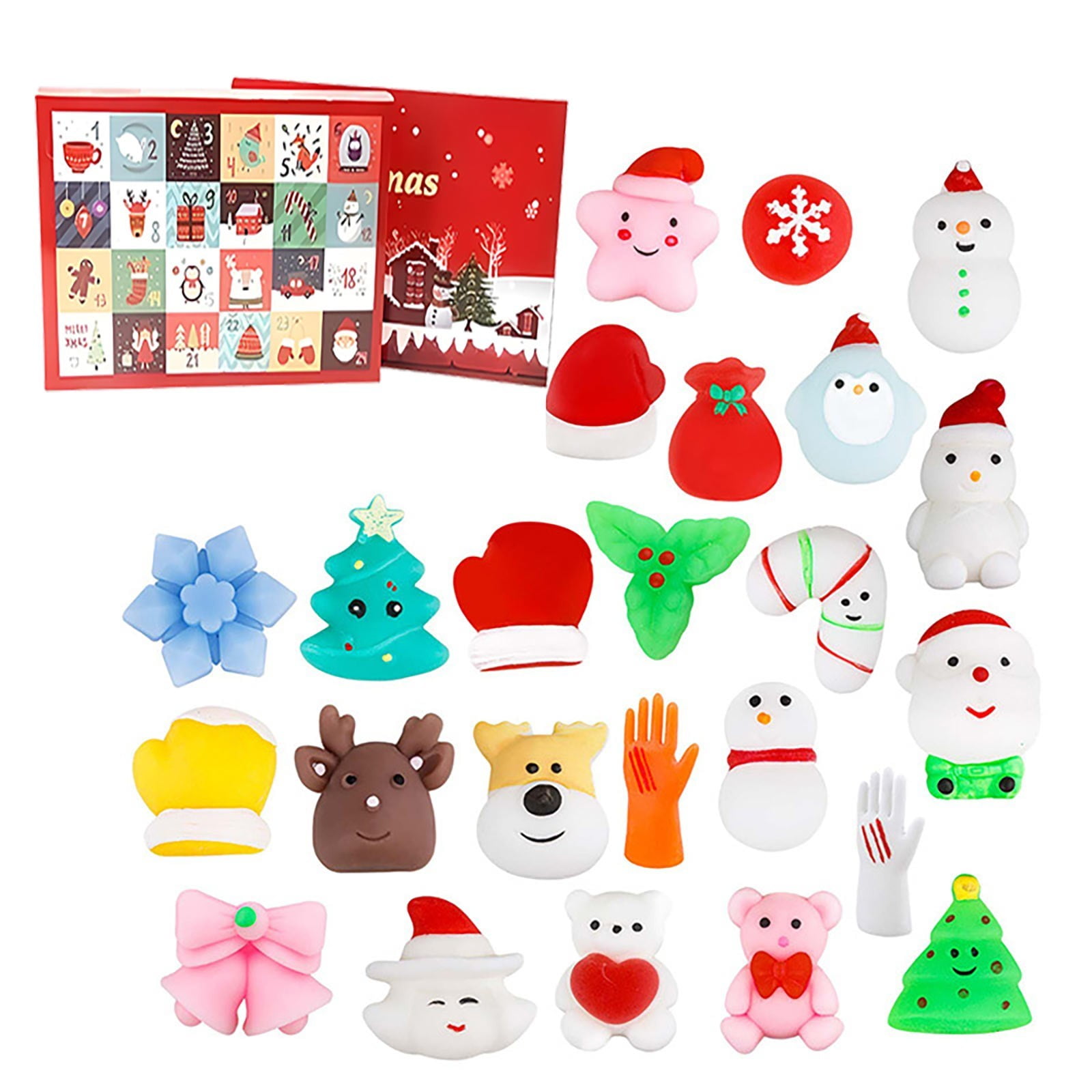 Sudatong Adventskalender 2025 - 24 Mochi Squishy Figuren Weihnachts Countdown