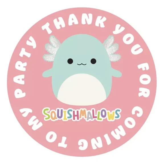 Squishmallow Birthday Party Goody Bag Thank You For Coming Stick Vinyl Decal Sticker