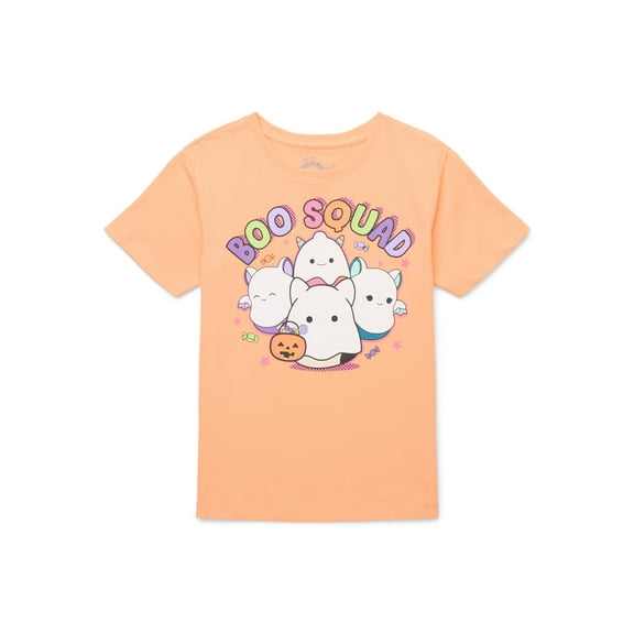 Squishmallow Boo Squad Girls Halloween Short Sleeve Graphic T-Shirt, Sizes 4-16
