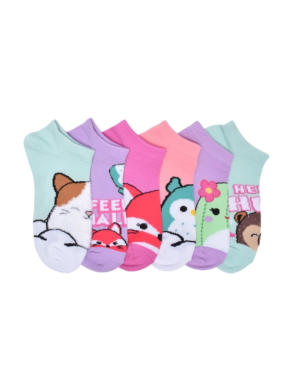 Squishmallow Girls No Show Socks, 6 Pack, Size S-L