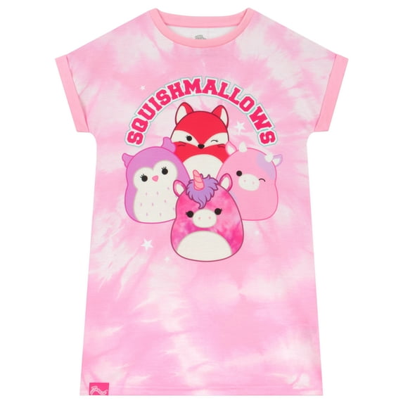 Squishmallow Girls Tie-Dye Nightdress Pink Sizes 6-14