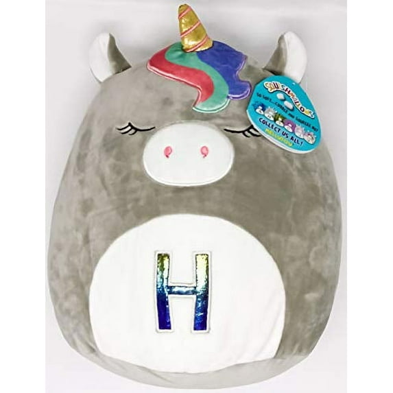 Squishmallow Kelly Toys Teresa The 12" Monogrammed Grey Unicorn Super Soft Stuffed Plush Toy Pillow