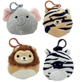 thumbnail image 1 of Squishmallow Kellytoy Jungle Animal (Set 4 )Lion Tiger Zebra Elephant 3.5" Clip Ons Keychain, 1 of 1
