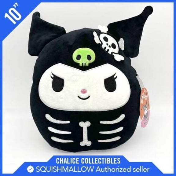 Squishmallow Kellytoy Plush 10" Kuromi Skeleton Hello Kitty Sanrio Halloween