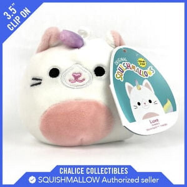 Squishmallow Kellytoy Plush Luxe the Caticorn Clip On Keychain 3.5