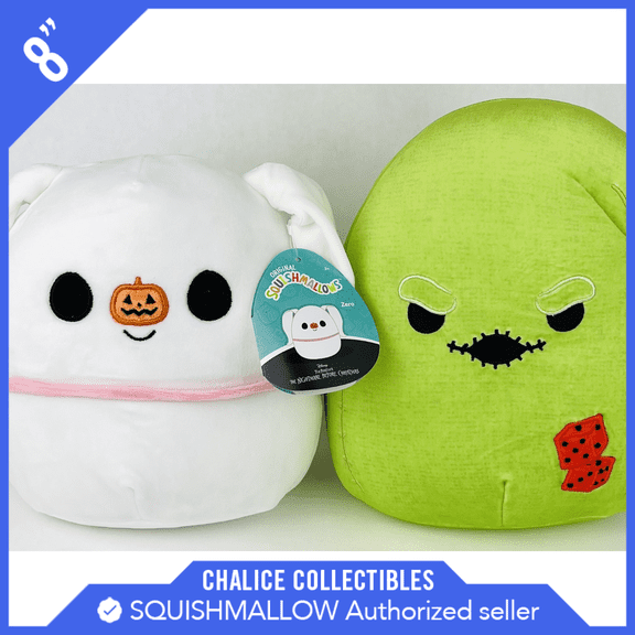 Squishmallow Kellytoy Plush NBC Oogie Boogie and Zero 8"