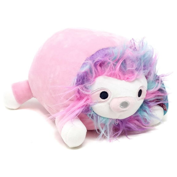 Squishmallow Laying Hug Mees Rayen Pink Sloth Rainbow Hair