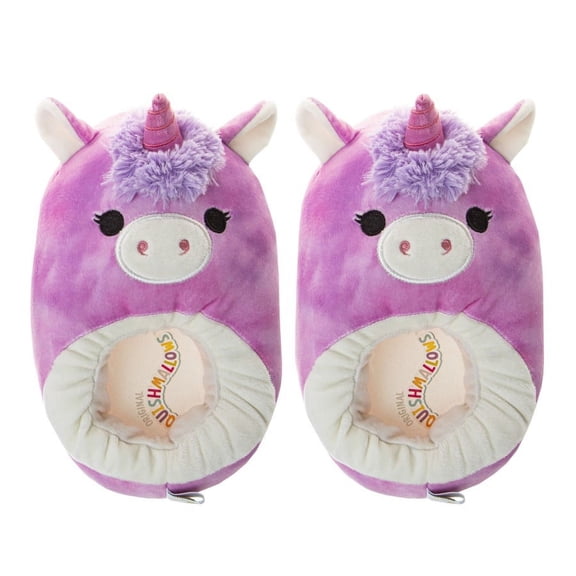 Squishmallow Lola The Unicorn  Dual Sizes Girls Slippers. (Little Kids), Tie Dye Purple, 4-5