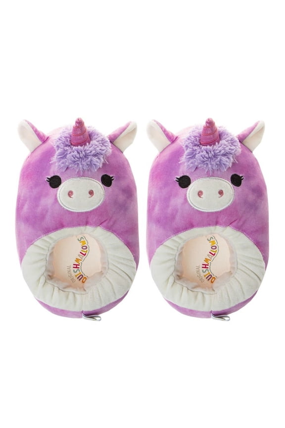 Squishmallow Lola The Unicorn  Dual Sizes Girls Slippers. (Little Kids), Tie Dye Purple, 4-5