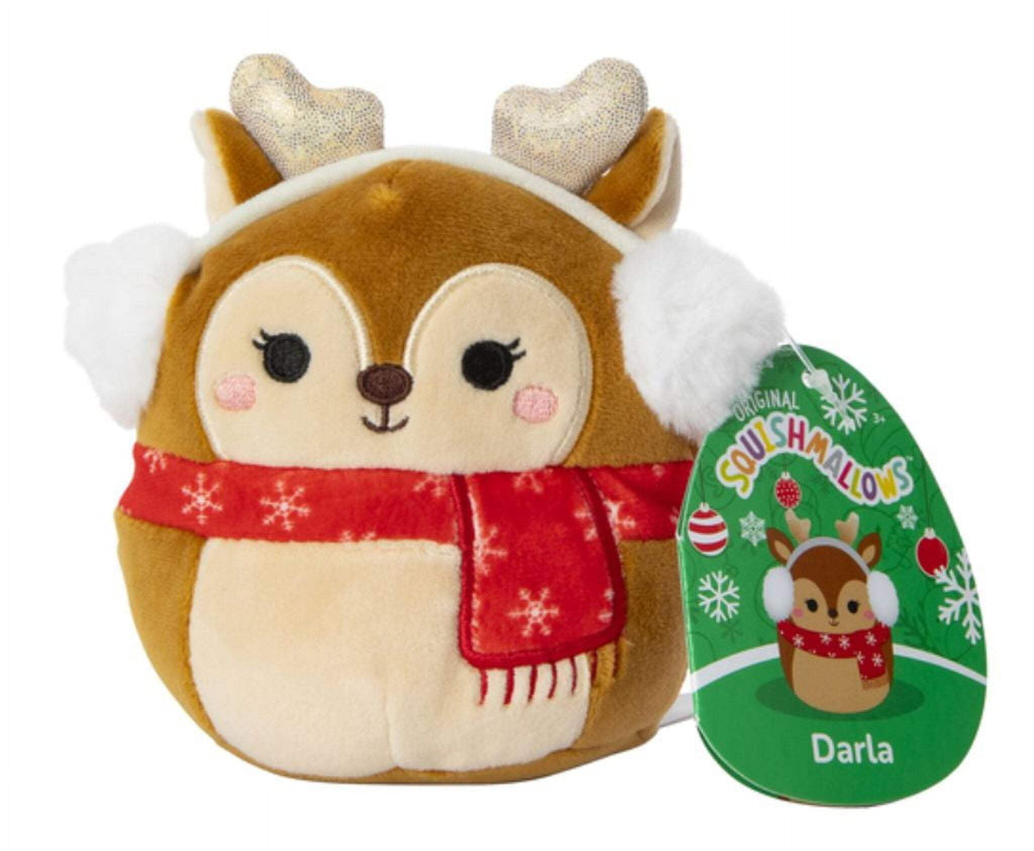 Squishmallow Darla Deer Plush - 5" Christmas Holiday Plush Toy With Plaid Scarf