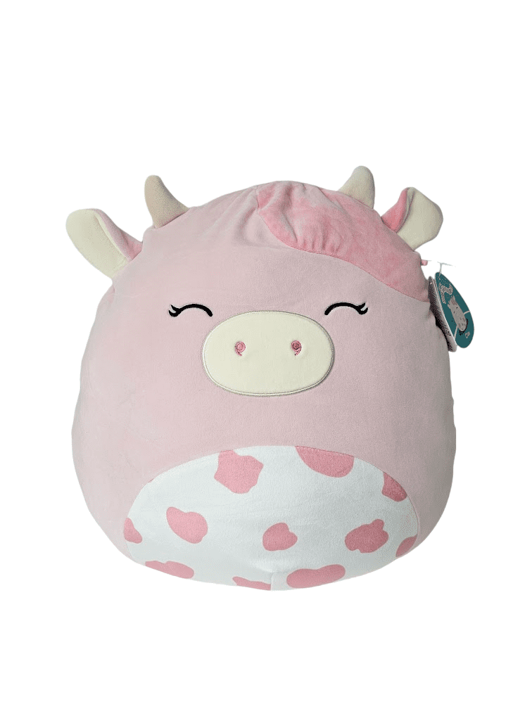 Squishmallow Official Kellyto 16 Inch Clay the Pink Cow Wildlife Farm  Ultimate Soft Plush Toy 