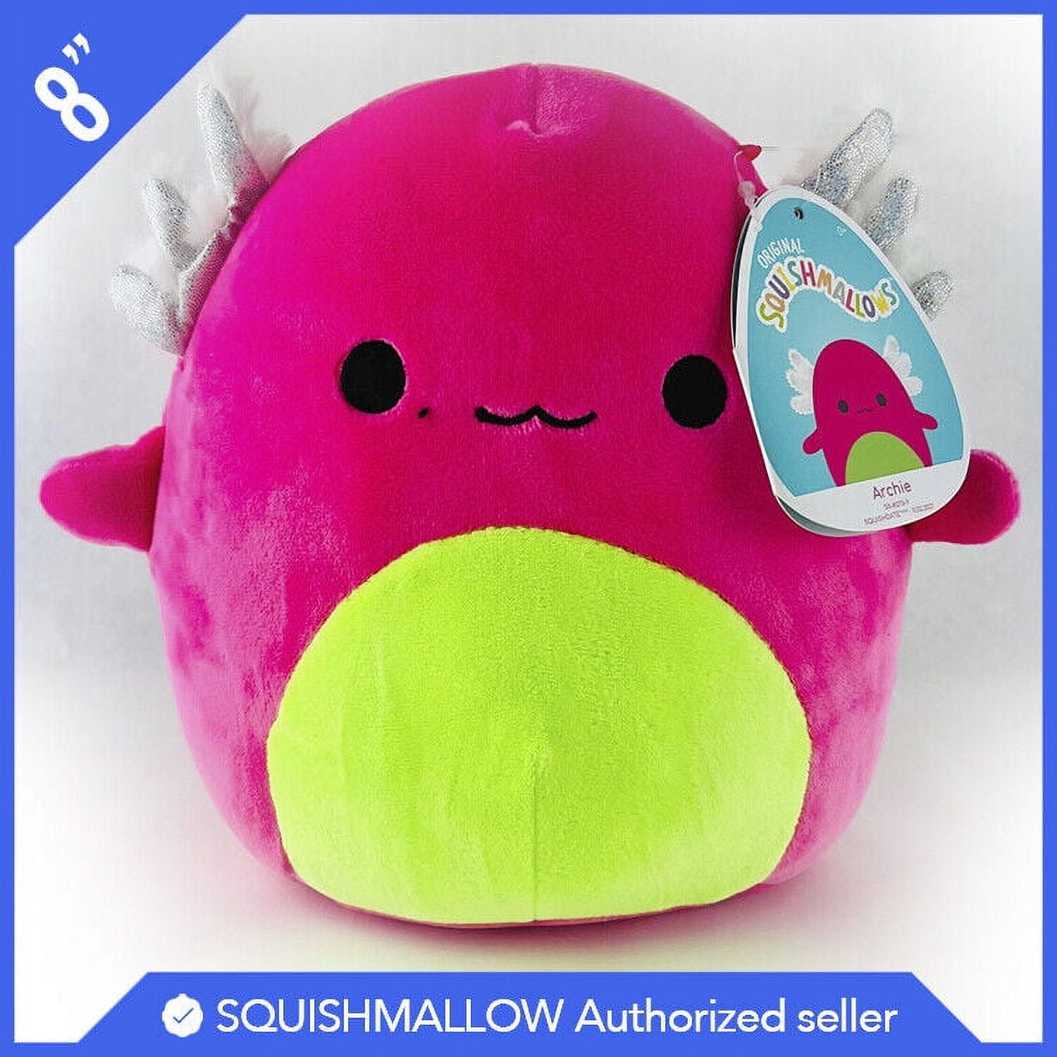 Squishmallow Official Kellytoy Plush Black Light Archie the Axolotl 8"