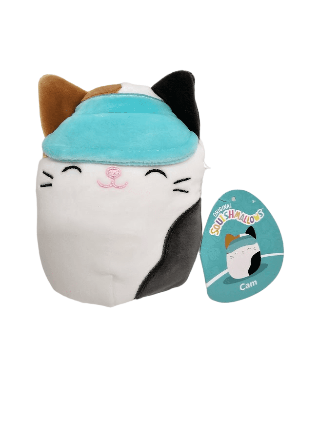 Squishmallow Official Kellytoys 5 inch Cam the Calico Cat with Visor Hat  Summer Pet Squad Ultimate Soft Stuffed Toy 