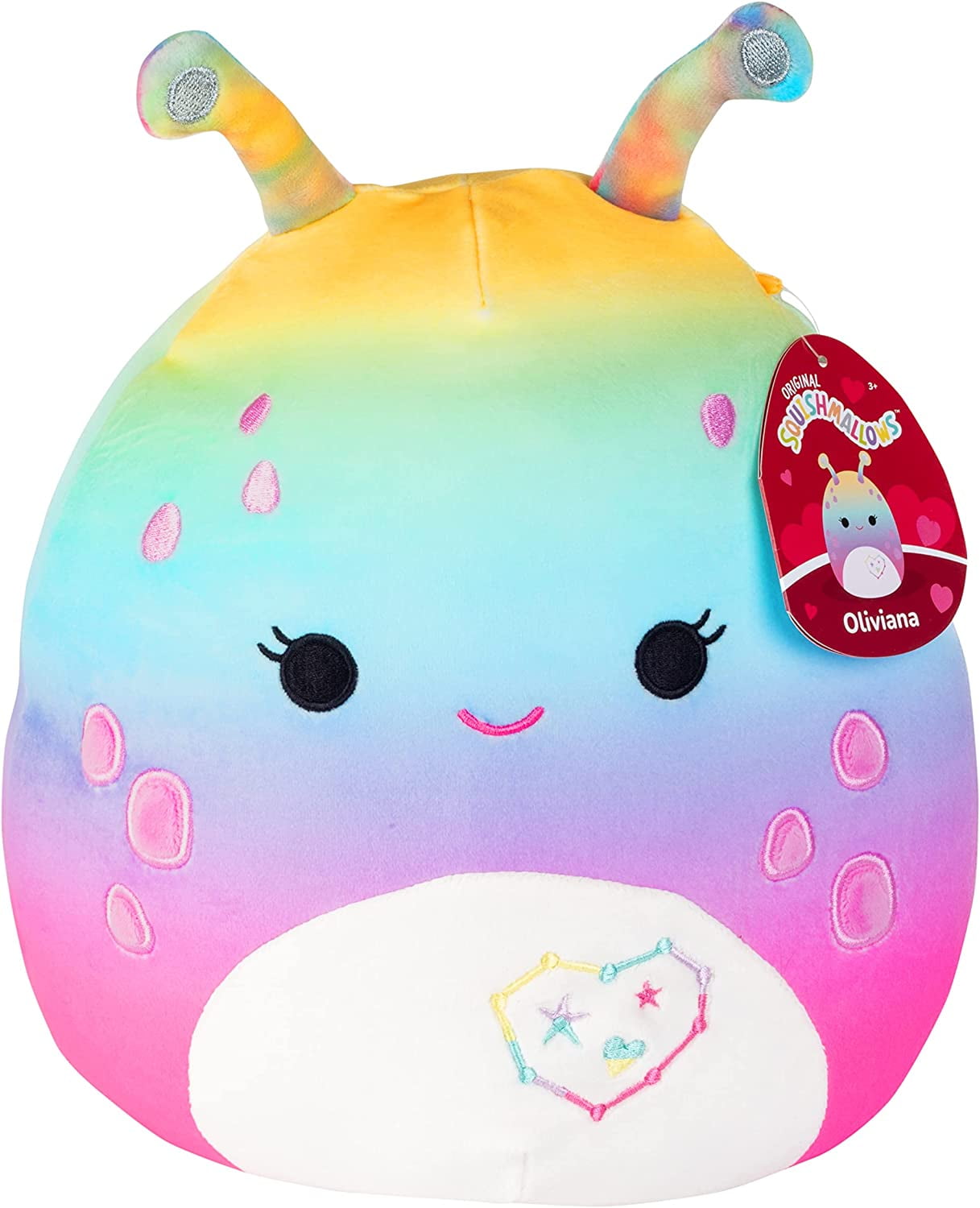 Squishmallow Oliviana The Alien 10 Yellow Blue And Pink 2023 Valentine Squad 3532