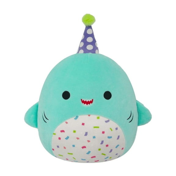 Squishmallows Original 10 inch Sharon the Teal Shark With Party Hat Confetti Belly - Child's Ultra Soft Plush Toy