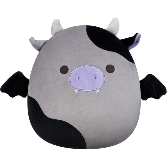 Squishmallows 12-Inch Bridgette the Grey and Black Cow Bat