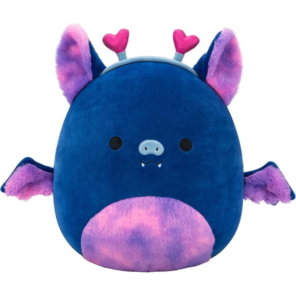 Squishmallows FuzzAMallow Official 12 inch Milan the Navy Blue Fruit Bat With Heart Headband - Child's Ultra Soft Plush Toy
