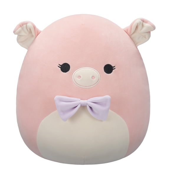 Squishmallows 14 inch Hettie the Pink Pig with Purple Bow Tie - Child's Ultra Soft Plush Toy