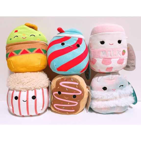 Squishmallows 2023 Food Squad Popcorn Milk Donut 5" Mini Plush Dolls (Set of 6)