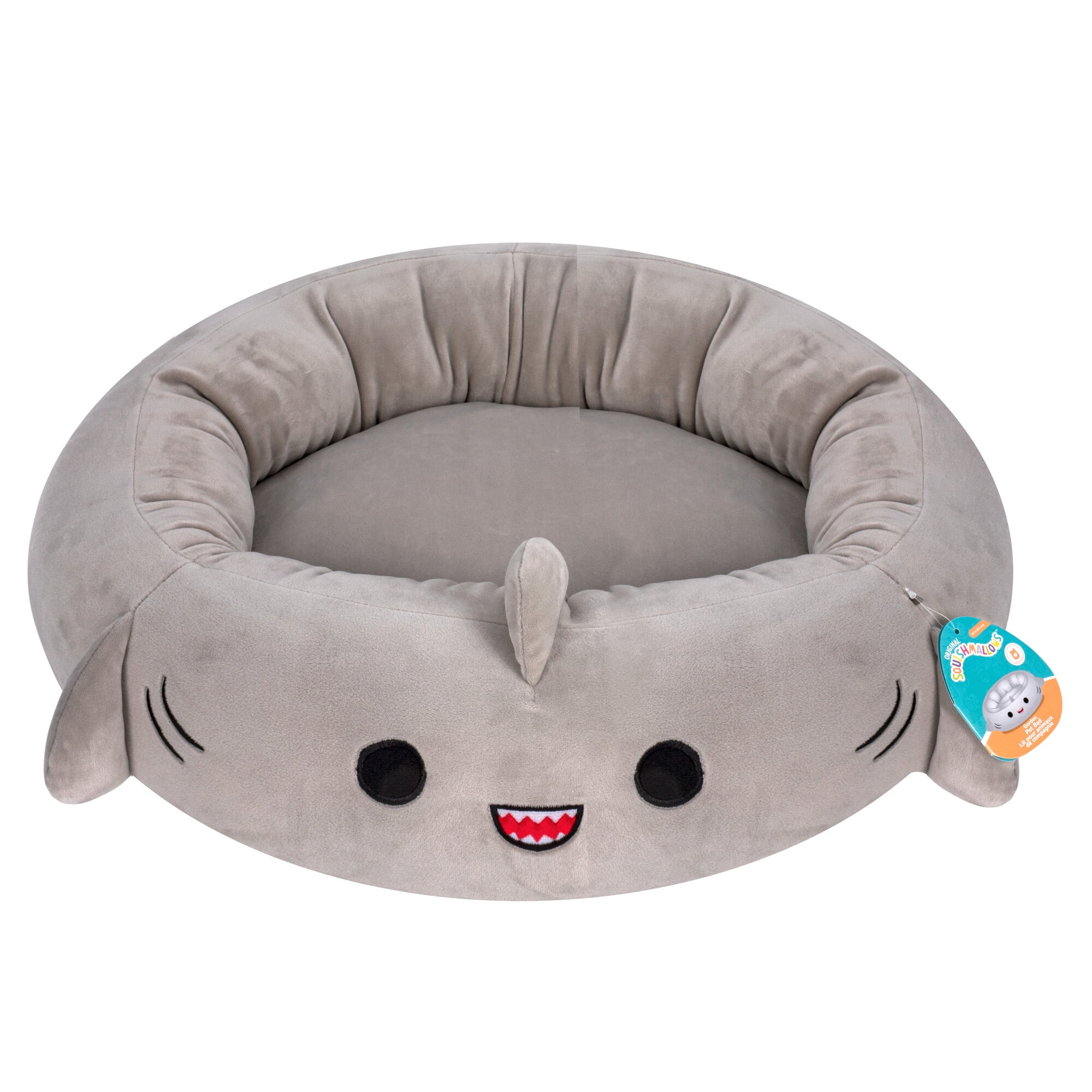Squishmallows 24 inch Gray Shark Pet Bed - Medium 