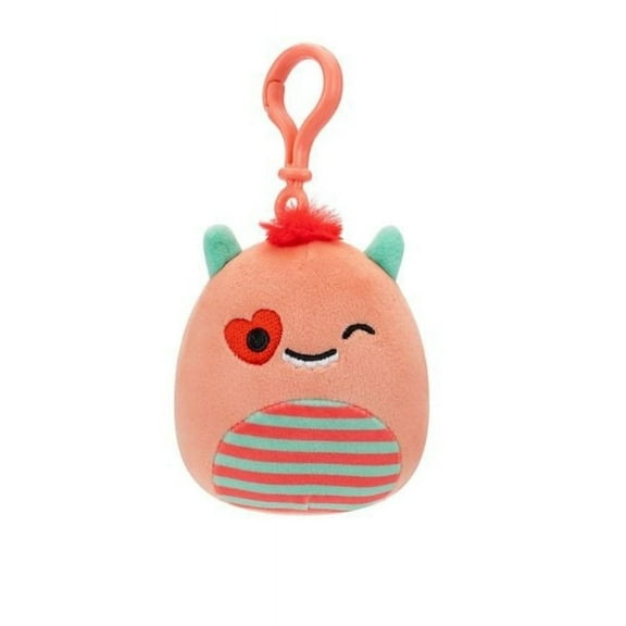 Squishmallows 3.5 Inch Willett the Pink Monster With Heart Eye Clip-on Plush Stuffed Toy