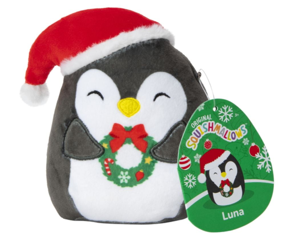 Squishmallows 4.5" Luna the Penguin with Santa Hat