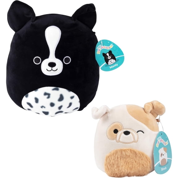 Squishmallows 5" Bulldog & 10" Border Collie 2-Squish Puppy Dog Pet Bundle - Get Two Plushes for Less - Collectible Soft Squishy Stuffed Animal Toy - Gift Set for Kids, Girls & Boys