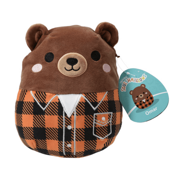 Squishmallows 7.5" Omar The Bear in Plaid Shirt