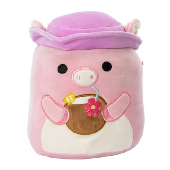 Squishmallows 7.5"" Peter The Pig with Hat, Medium, Pink