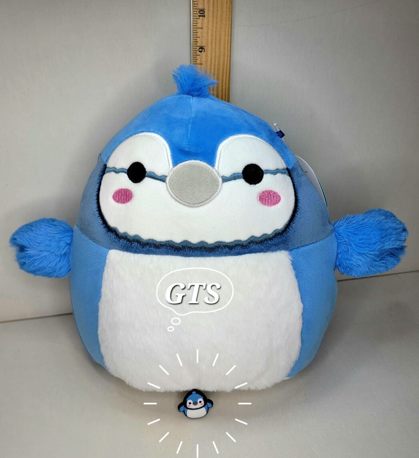 Squishmallows 8" Babs Blue Jay Fuzz Belly Bird with Jibbitz Croc Shoe