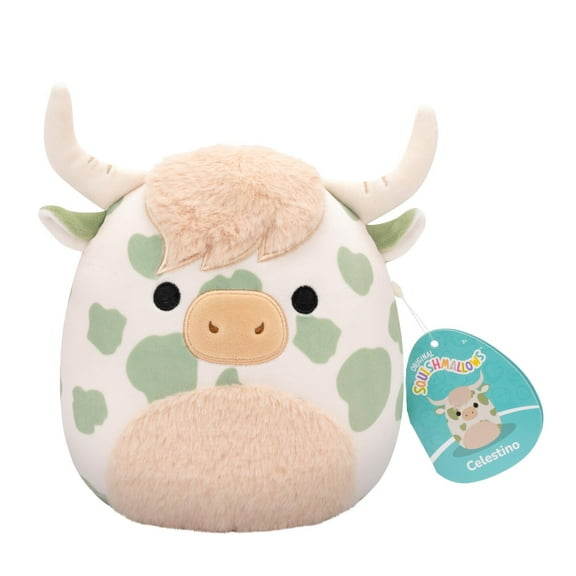 Squishmallows Celestino The Highland Cow with Stains, Sage Green, 19 cm